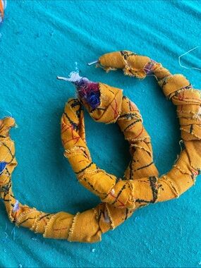 Boho Wrapped Hoop Earrings in Mustard Yellow